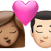 👩🏽‍❤️‍💋‍👨🏻 kiss: woman, man, medium skin tone, light skin tone display on Apple